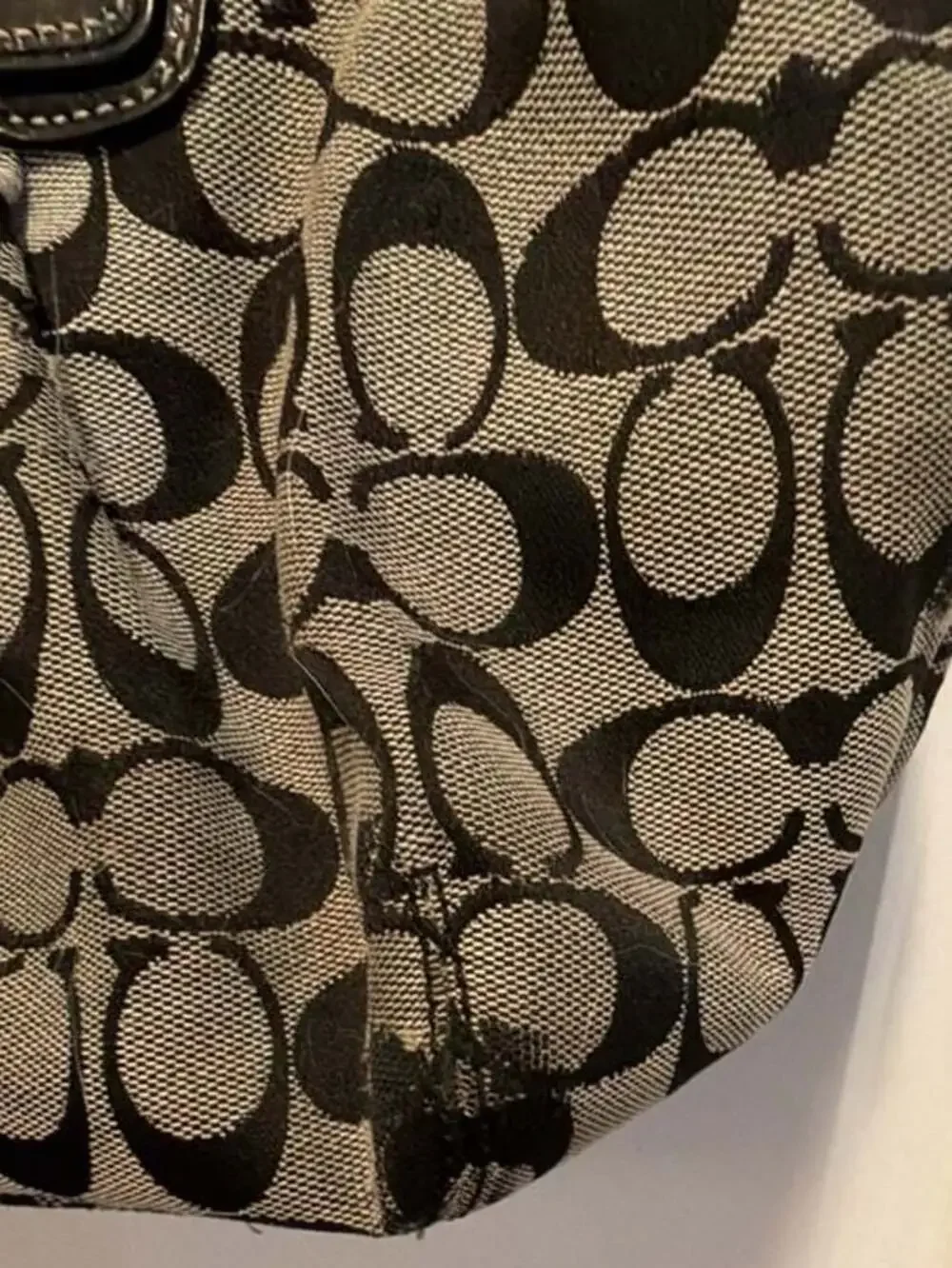 Coach Signature Canvas and Patent Leather Shoulder Bag